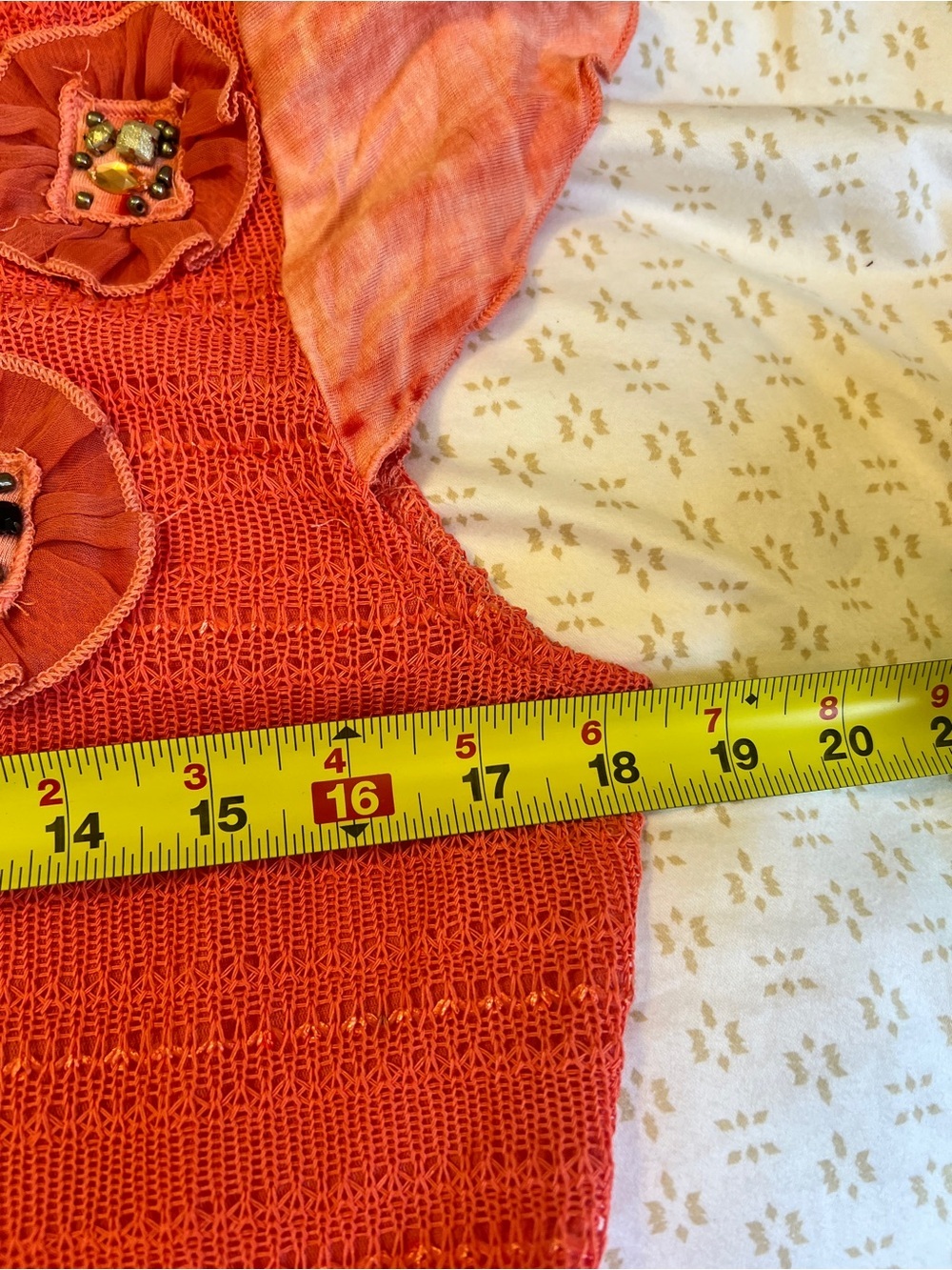 Vandana Coral Crochet Tunic Top Medium Boho Embellished Tie Dye NWT Y2K 2000s - Picture 5 of 7